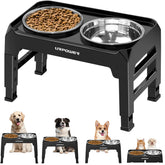 URPOWER elevated dog bowls stand assembled showing adjustable height for growing dogs.
