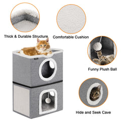 URPOWER multi-level peekaboo cave gives cats height and visibility for observation.