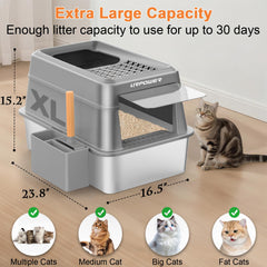 URPOWER stainless steel litter box dual-entry design for cats with different preferences