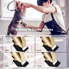 Cordless USB-C rechargeable dog clippers for convenient grooming.