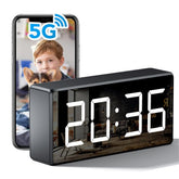USBRMT 4K WiFi Camera Clock front view showing compact design for living room monitoring