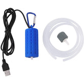 Useekoo USB aquarium air pump front view, compact dark-blue design for reliable tank aeration.