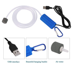 Useekoo USB aquarium air pump side view, quiet operation ideal for peaceful fish rooms.
