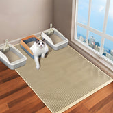 USHARP cat litter box mat 47x36 top view, large litter catcher for tidy floors.