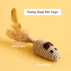 UtySty cat mouse toy sisal textured body detail supports chewing