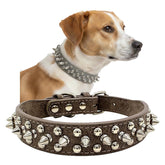 UVONOKAY collar perro con tachas redondas cromadas, estilo gris elegante.