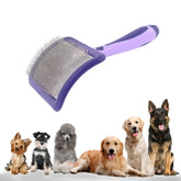 UXIETIN dog brush for poodles with soft pins aiding gentle detangling of curly coats.