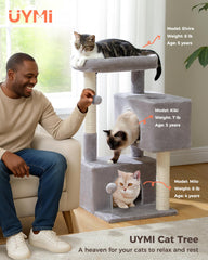 UYMI cat tree condos rectangular view showcases two secure resting spaces