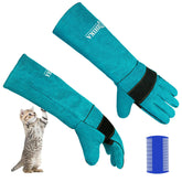Uzhika animal handling glove blue full-length protection for pet grooming
