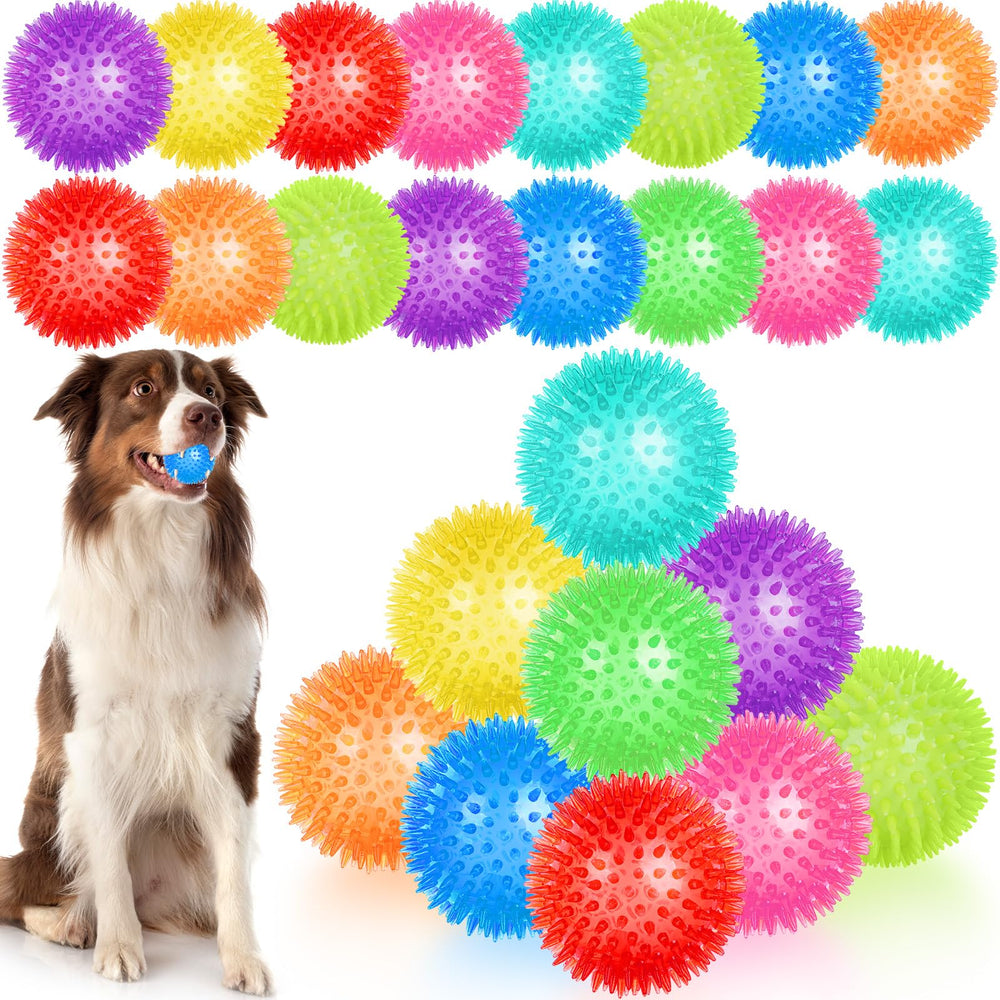 UZLU 18-pack squeaky balls in bright colors for interactive fetch and teething relief.