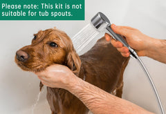 V-Frankness dog shower with built-in brush for grooming during bath