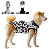 V.PET.B.R dog surgery recovery suit front view shows breathable fabric for comfortable post-op wear.