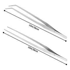 Vaincre long tweezers curved 38cm extend reach for delicate plantings.