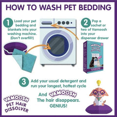 Vamoosh placed in washing machine drum during a hot wash.