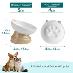 Vancasso ceramic elevated cat bowl brown demonstrates durable, food-safe ceramic.