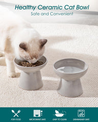 Vancasso elevated cat bowls deeper water bowl grey - encourages fresh water access