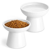 Vancasso elevated cat bowls setup—two raised ceramic dishes for balanced meals and hydration.