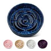 Vancasso slow-feeder dog bowl blue top view shows compact design for small pets.