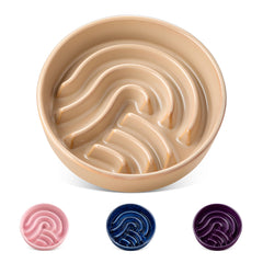 Vancasso slow feeder dog bowl brown shows sturdy ceramic construction for slow, mindful meals.
