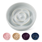 Vancasso ceramic slow-feeder bowl in grayish cyan slows meals for small dogs.