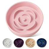 Vancasso slow feeder dog bowl pink front view reduces fast eating and encourages patience