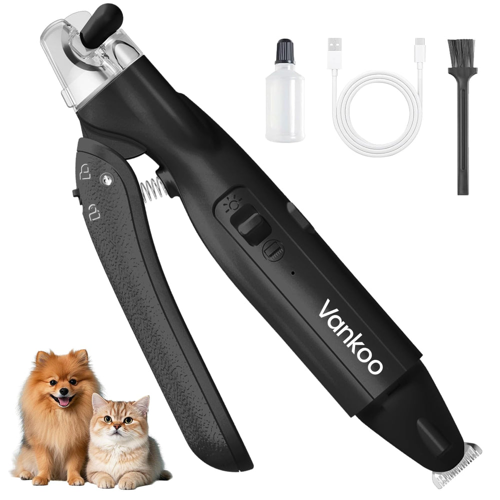 Vankoo 2in1 nail clippers LED lights for precise pet trimming and quick checks.