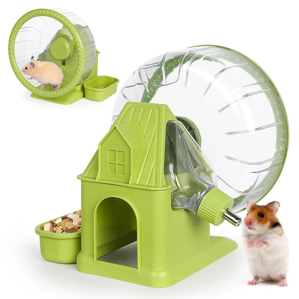 Vannon 4 in 1 quiet hamster wheel demonstrating compact, all-in-one play for small pets