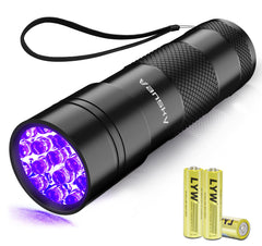 Vansky blacklight UV flashlight front view highlighting hidden stains and glow-ready details