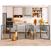 Vantas folding dog gate 120-wide demonstrates a spacious room boundary for pets.