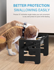 Vantic bamboo dog bowl stand offers sturdy natural construction for durable feeding.