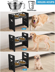 Vantic height adjustments show versatile positions for growing dogs during meals.
