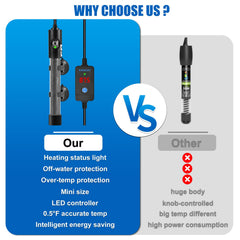 Vatalley overheating protection ensures safe use for turtle and fish habitats.