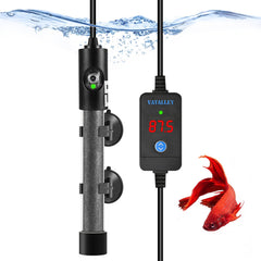 Vatalley small aquarium heater with glass body demonstrates space-saving nano tank compatibility.