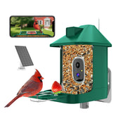 Vatjubi Bird Feeder with Camera front view highlights outdoor-ready design and 2K live view.