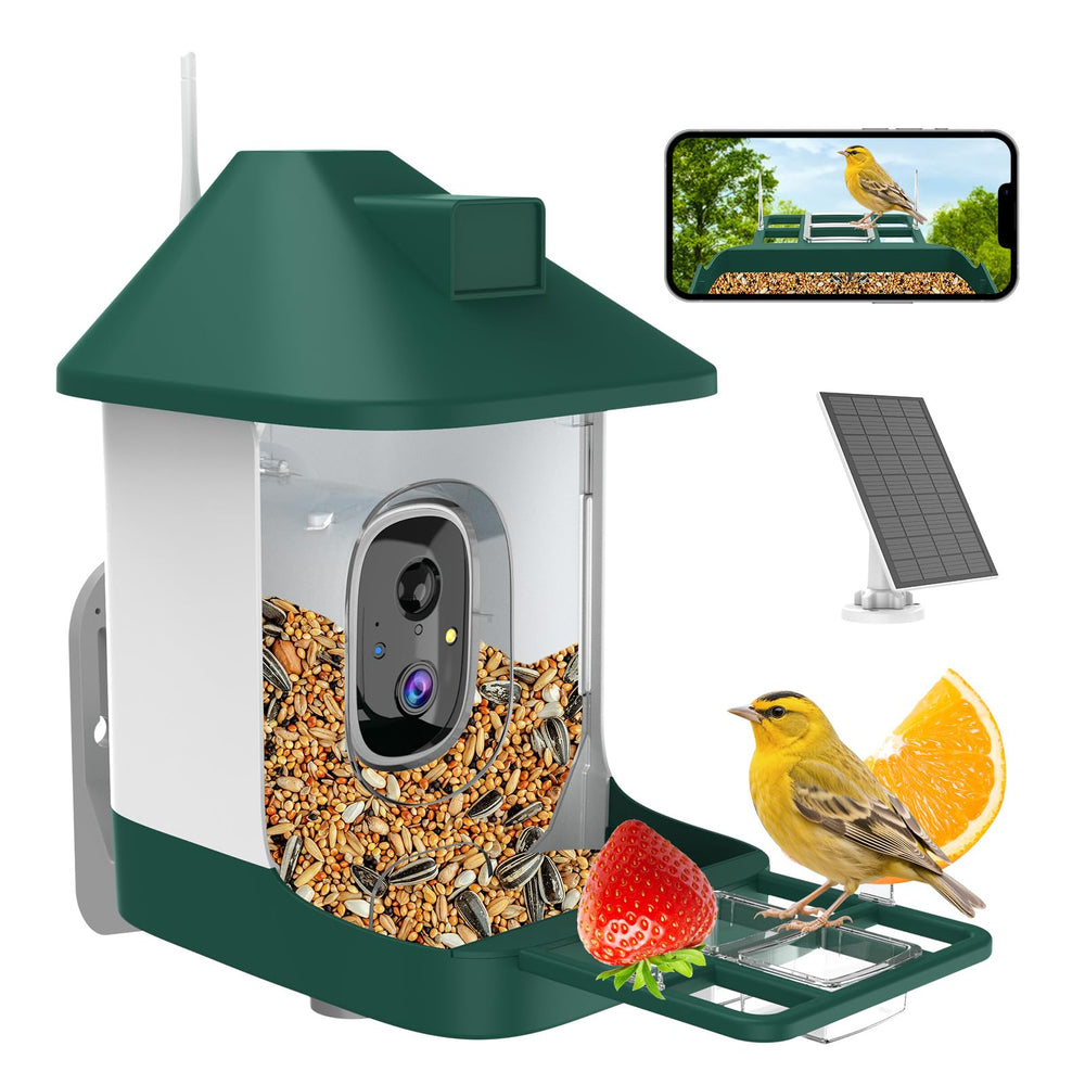 Vatjubi bird feeder camera front view with real-time alerts and live stream access