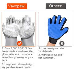 VavoPaw five-finger design glove reaches tail or face for thorough grooming