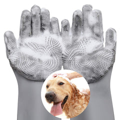 VavoPaw grooming gloves front view for gentle pet bathing and de-shedding