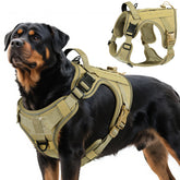 VavoPaw heavy duty tactical harness Army Yellow XL front view highlights reflective safety trim.