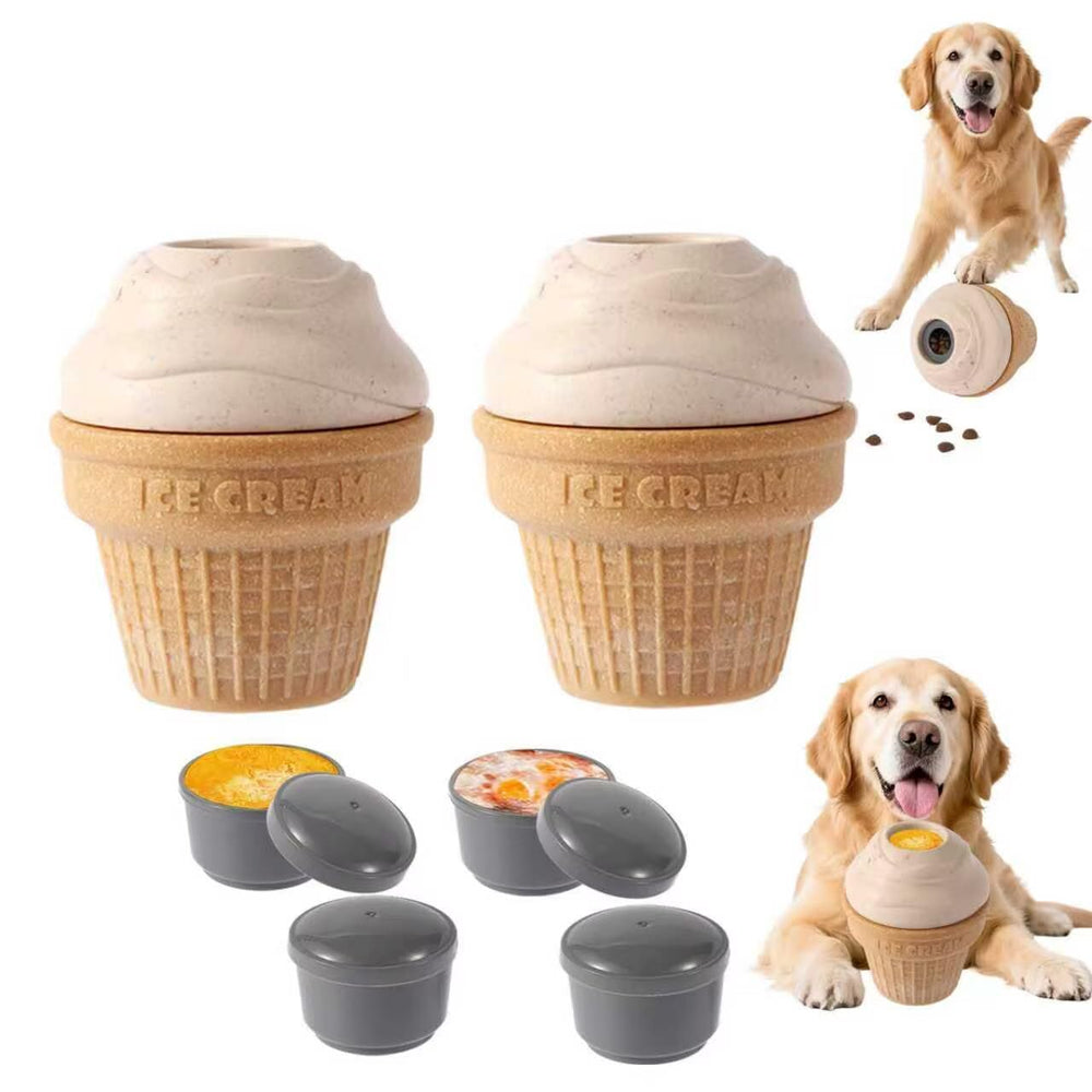 Vayugo dog frozen-treat-toys ice-cream shape 2-pack provide long-lasting chewing fun.