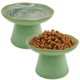 VCEPJH elevated cat bowls in green set for comfortable indoor dining.