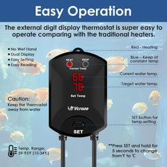 VCRAZE inverter technology heater speeds warm-up while keeping stability.
