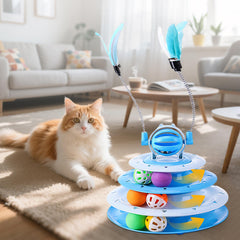 Vealind Cat Toy Roller blue 4-level tracks invite ongoing exercise and curiosity.