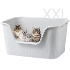 Vealind extralarge cat litter box 31x21 front view for big cats' comfort and mess containment.