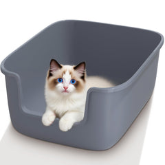Vealind large cat litter box open top front view with roomy interior for comfortable turns