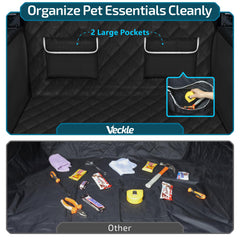 Veckle large pockets store treats and gadgets on road trips.