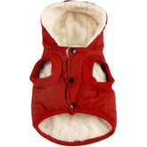 Vecomfy fleece-lining hoodie red XS front view keeps small dogs warm