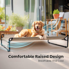 Veehoo Original Outdoor Elevated Dog Bed anti-slip feet keep the surface safe and stable.