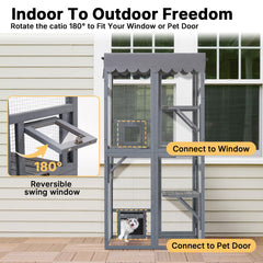 Veehoo Catio multi-level play area provides climbing and lounging spots for curious cats.