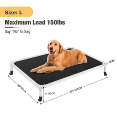Veehoo Chew Proof Elevated Dog Bed Textilene Mesh emphasizes breathable cooling comfort.