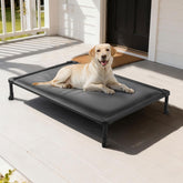 Veehoo chewproof elevated bed gray top view for durable, long-lasting dog comfort.